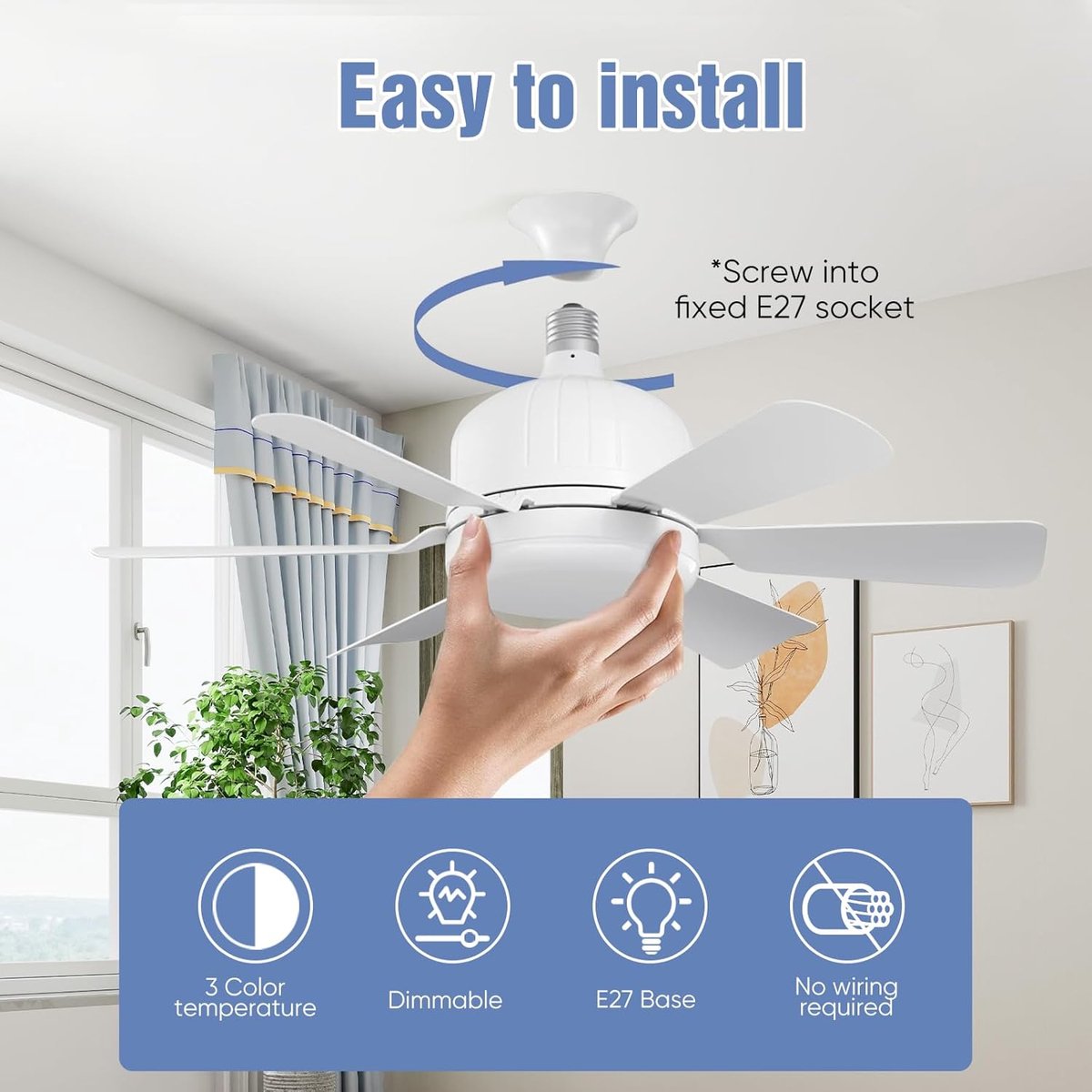 Plafondventilator met verlichting-plafond ventilator afstandbediening-plafondventilator met verlichting-6 blades-3 speed timer-silent 40w dimmable ceiling fan light-50cm thumbnail 4