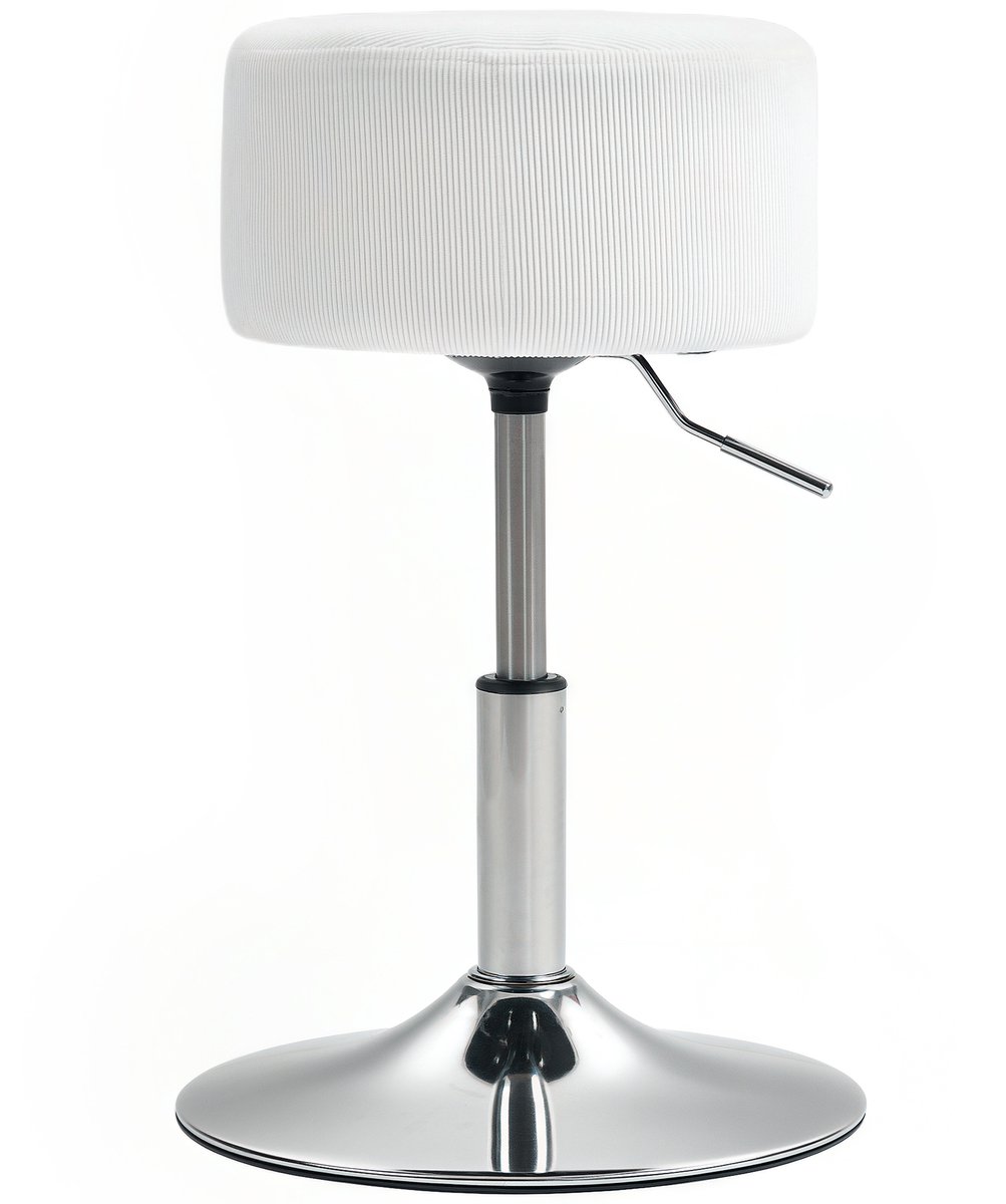 HOMCOM barkruk - Ø38x52-66 cm - wit - polyester en staal