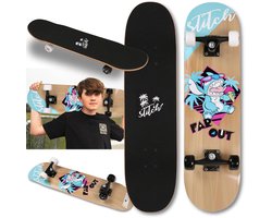 foto van Stitch DISNEY Houten skateboard voor kinderen 79 cm, antislip, GROOT, lichtgewicht en stabiel tot 100 kg.