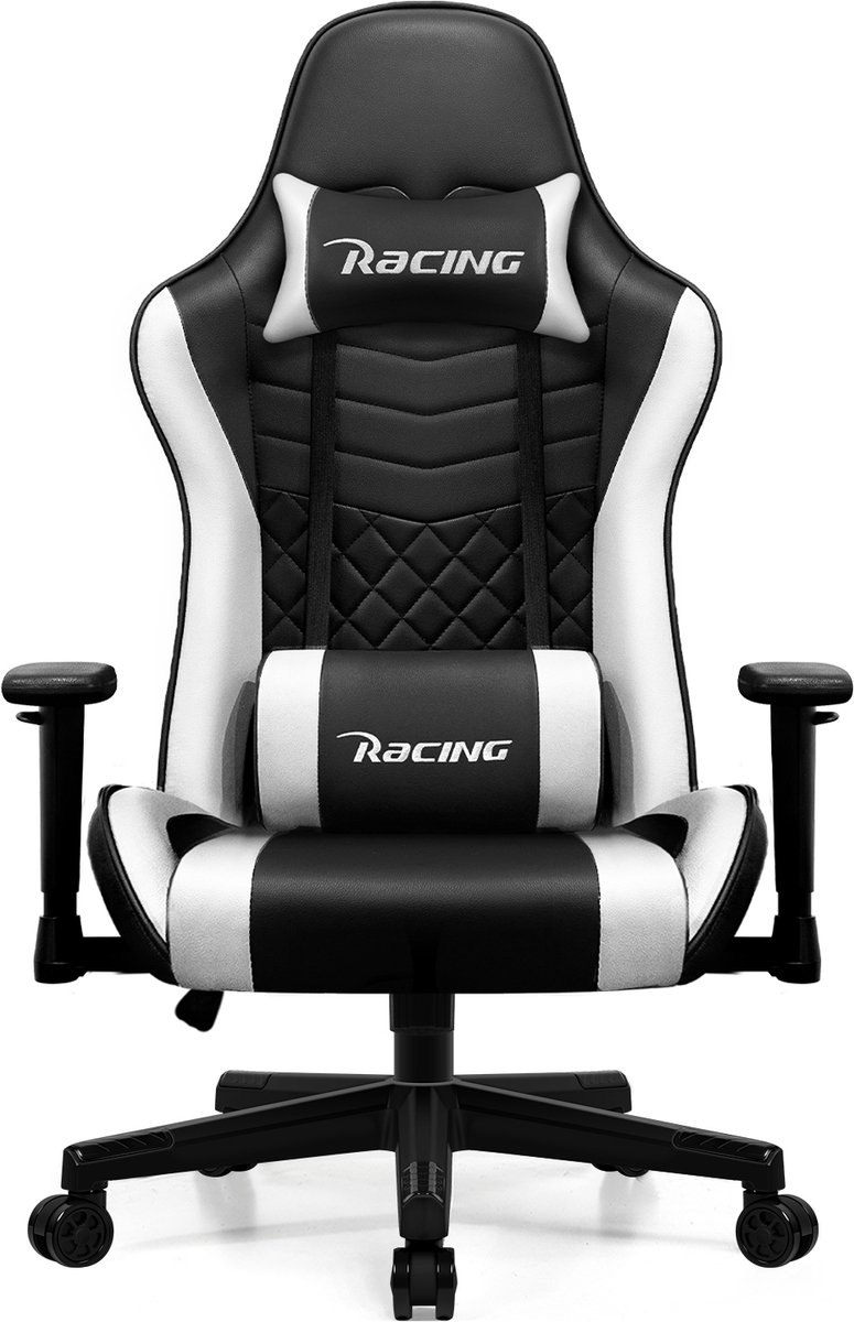 Elekiatech Gaming Stoel - 90°-170° Rugleuning - Gamestoel - Racing Style - Gaming Chair- Max Draaggewicht 150 kg - Game Stoel - Zwart-Wit