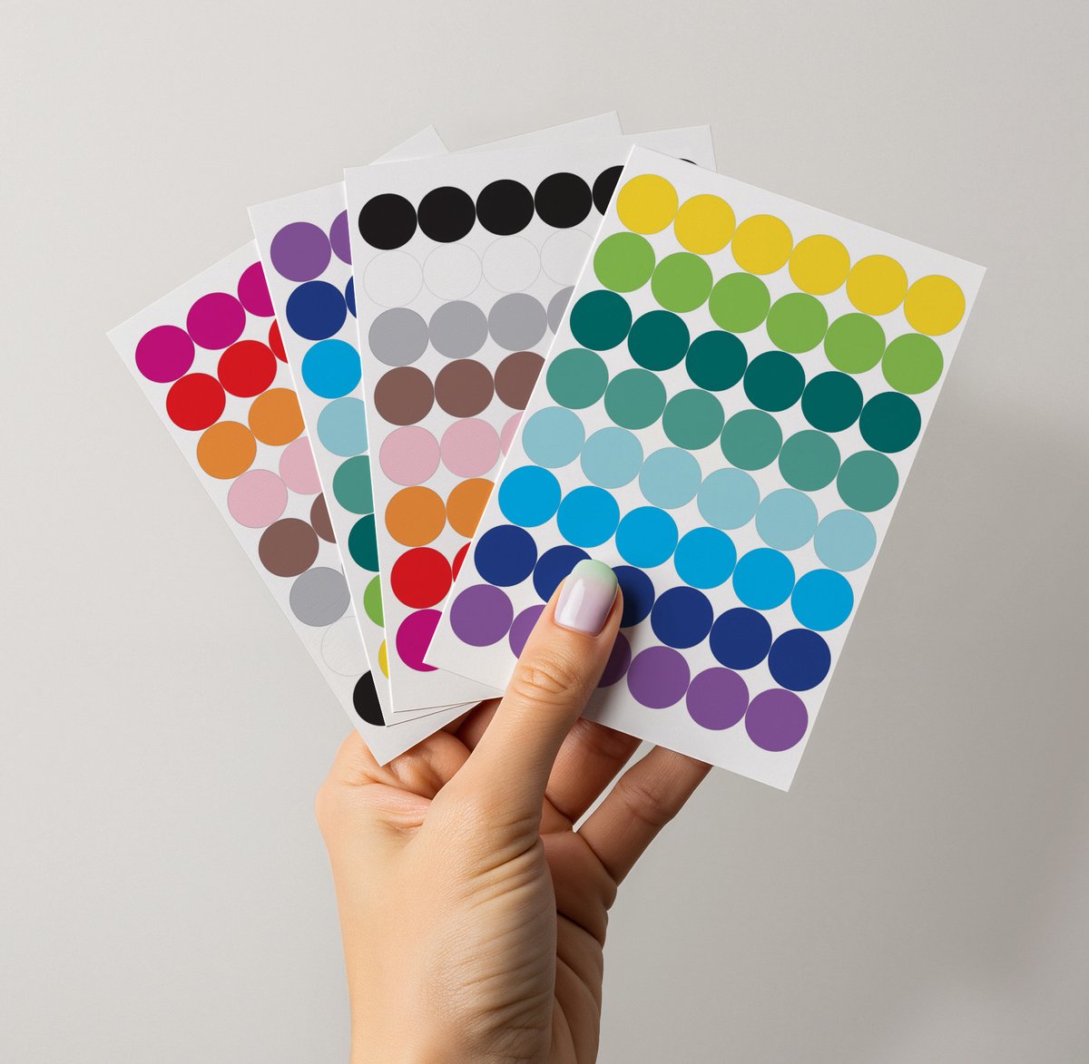 Ronde stickers, wit, 38 mm, cirkel, kleurcodering, stippen, vinyl, vloersticker, waterdicht, verwijderbaar, rol van 500 stuks