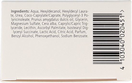 Ingrediëntenlijst op de achterkant van een Sebamed productverpakking met een streepjescode.
