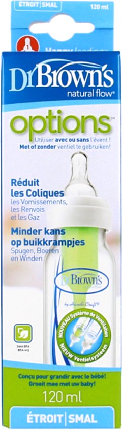 Dr. Brown's Options+ Anti-Colic Babyfles - Smalle halsfles - 120ml