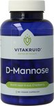 Vitakruid D-Mannose, 90 vegan capsules in blauwe pot. Bevat 500 mg D-Mannose per capsule. Komt voor in cranberry.