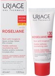 Uriage Roseliane verpakking met tube, rode algen + ceramiden, SPF 30, voor zichtbare roodheid neutraliserende zorg.