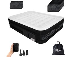 FLOAT VersaVento - 2 Persoons luchtbed met ingebouwde elektrische pomp - <3 min snel opgeblazen - Inclusief 8 opbergzakken met klittenband, draagtas en reparatiekit - 203 x 152 x 52 cm - Zelfopblazend Twee persoons luchtmatras - Logeermatras Queen