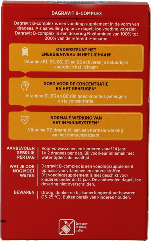 Gedetailleerde informatie over Dagravit B-complex, inclusief gebruik en waarschuwingen.