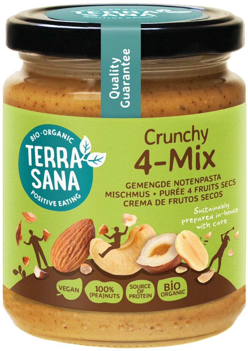 TerraSana 4-Mix crunchy notenpasta bio 250 Gram