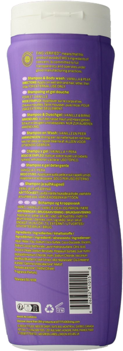 Attitude - Little Leaves 2in1 Vanille Peer Shampoo - 473ml van Attitude — afbeelding 3