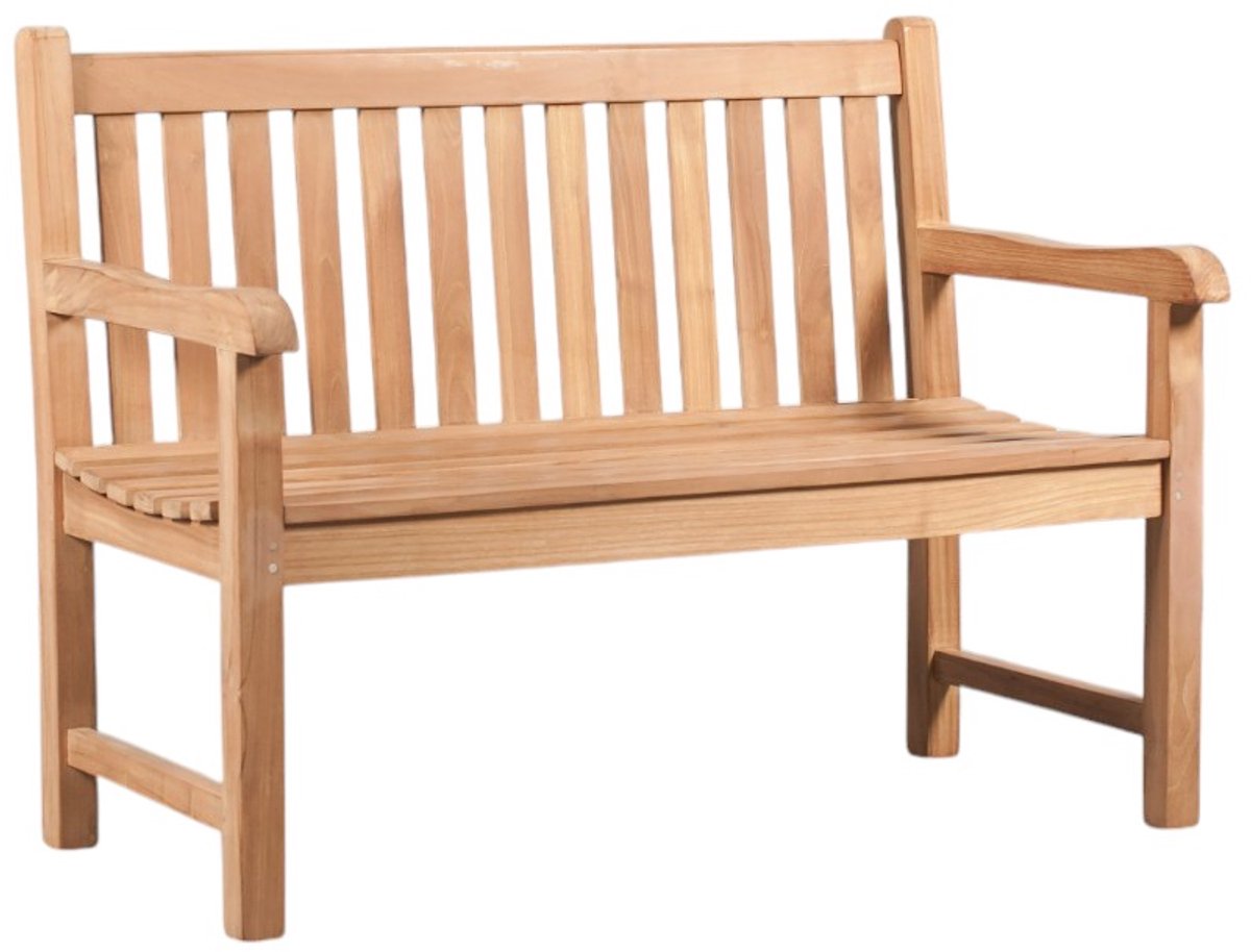 TeakOne - 120 cm - Teakhouten buitenbank - Teak - Massief houten tuinbank - Houten bank voor terras - Weerbestendige bank voor buiten - Natuurlijke houten tuinbank - Balkonbank teak hout - Duurzame tuinmeubelen - Teak Bank voor veranda