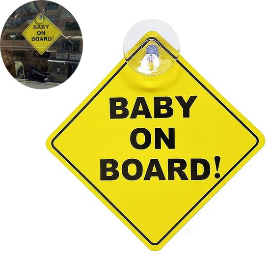 Bébé à bord - Autocollant voiture - Autocollant bébé à bord - Autocollants voiture - Autocollants voiture - Bébé à bord avec ventouse - Bébé à bord - Autocollant voiture bébé à bord - Panneau bébé à bord - Ventouse bébé à bord - 12x12cm