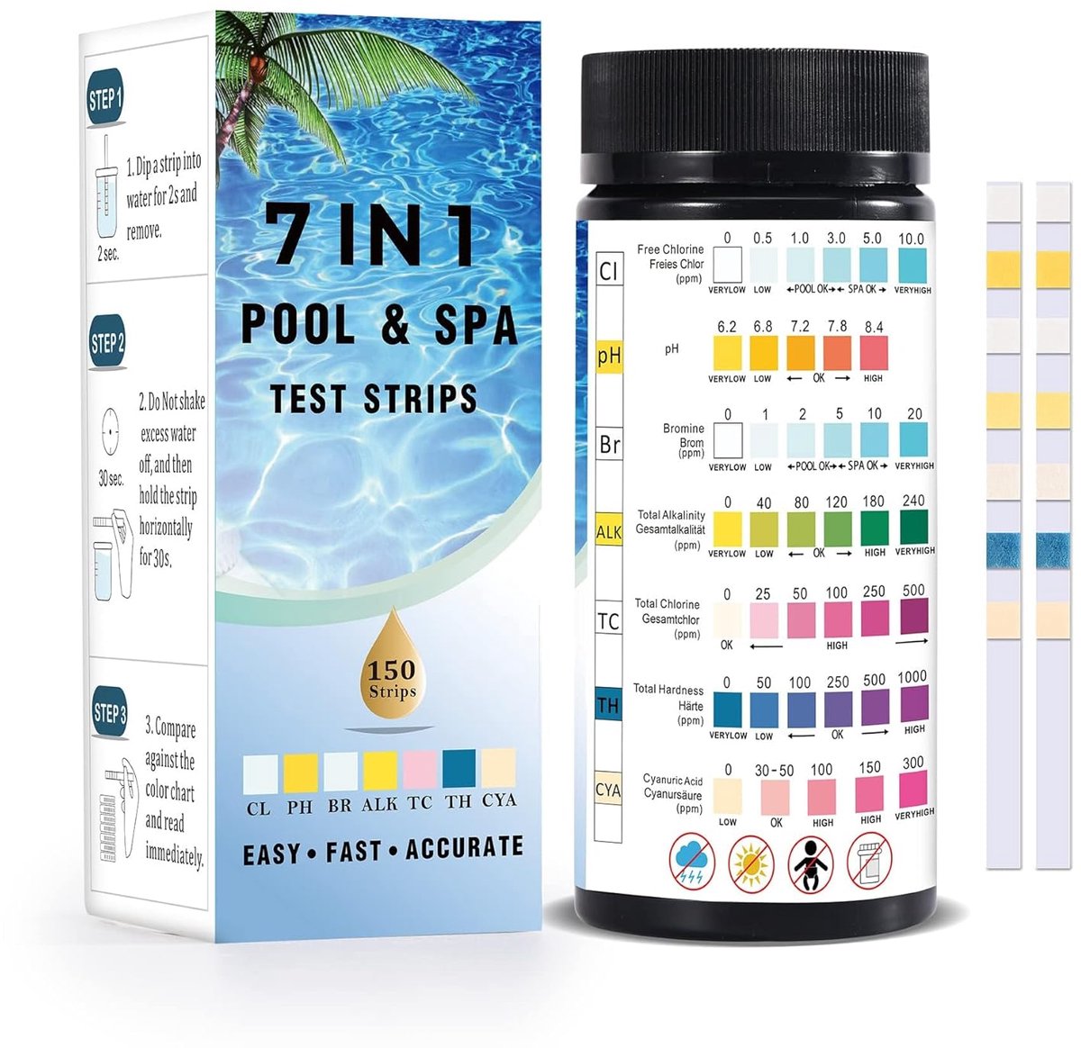 Lexium zwembad teststrips - zwembad tester - ph minus voor zwembad - aquacheck