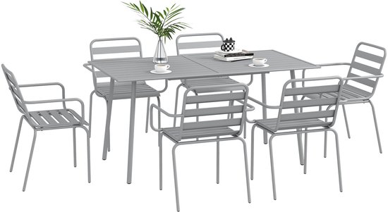 Outsunny 3-delige bistroset, tuinset met klaptafel en 2 stoelen