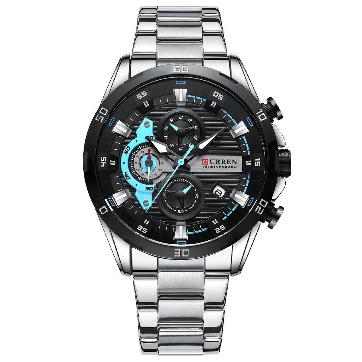 Curren 8402 Herenhorloge Zilver-Zwart - Stijlvol Quartz Horloge met Roestvrijstalen Band en Waterbestendigheid