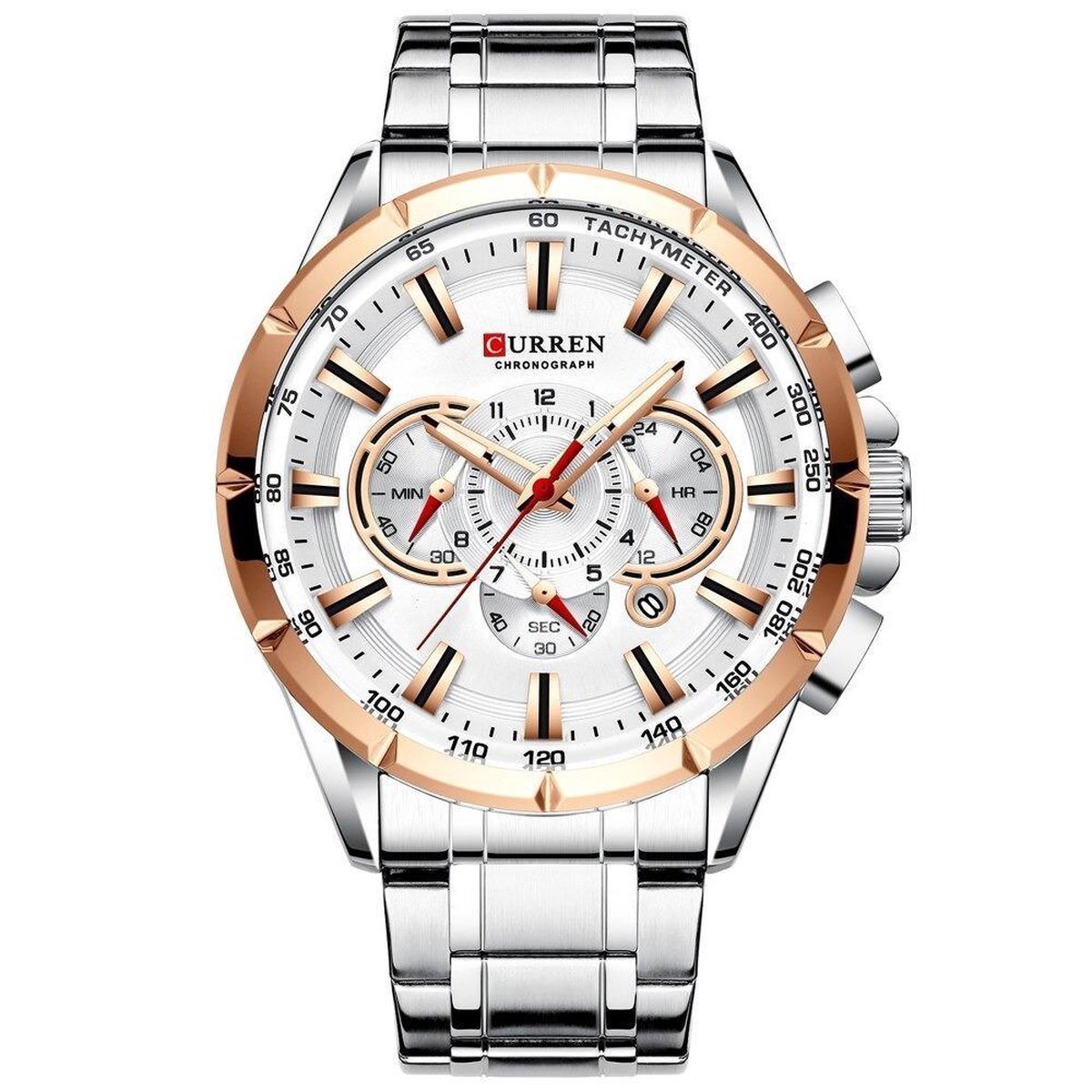 Curren 8363 Herenhorloge Wit - Robuust Quartz Horloge met Roestvrijstalen Band en Waterbestendigheid