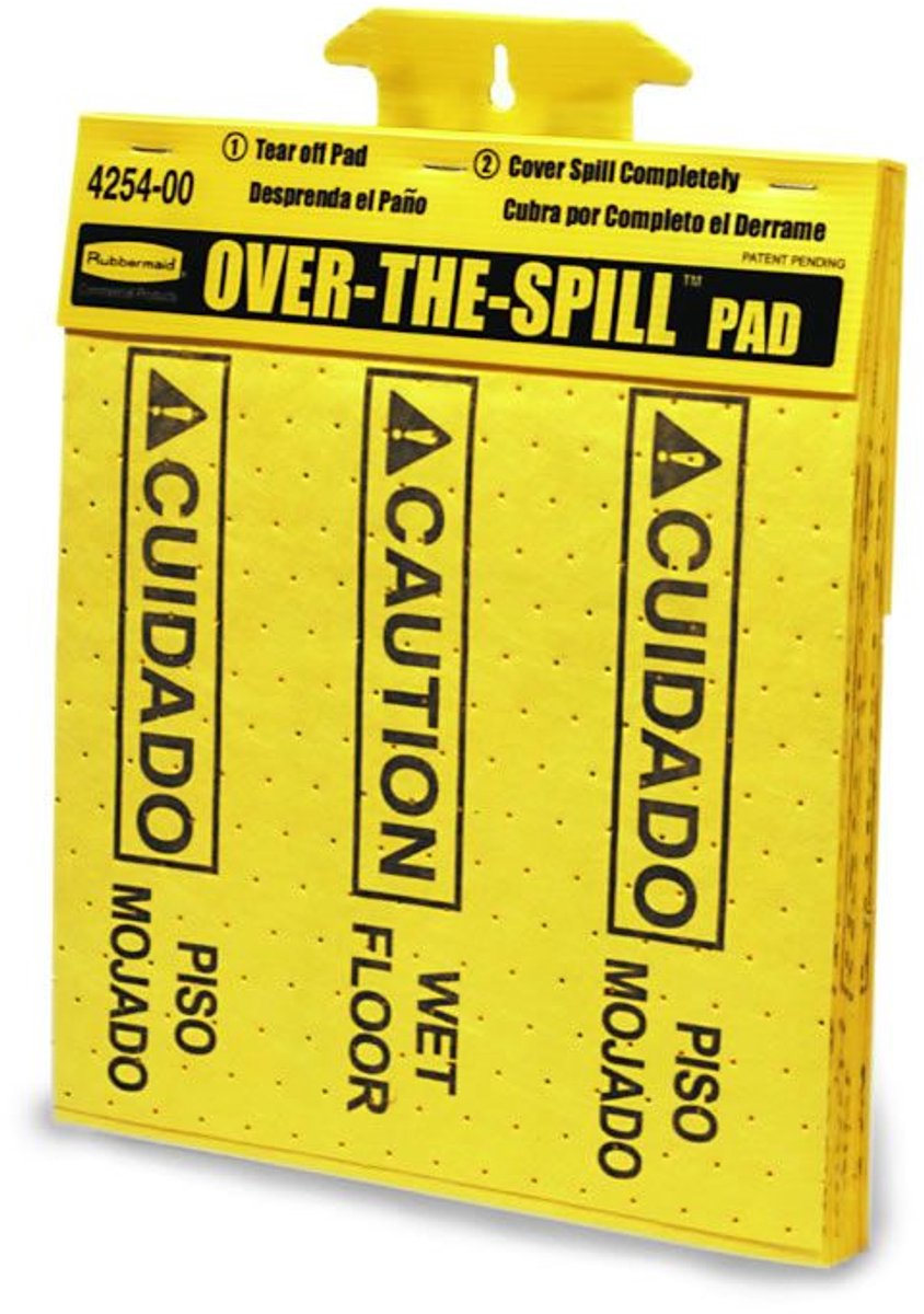 Rubbermaid Over-The-Spill Tablet - Schoonmaaksysteem - Dweildoek - Geel - 25 pads