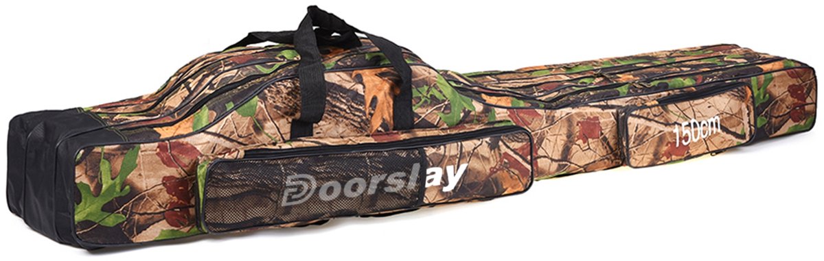 Opvouwbare Vistas 150cm – 3-Lagen Draagtas voor Hengels, Vistassen Molens & Accessoires Tackle–Opbergers & Tassen- Waterdicht & Duurzaam – Camouflage