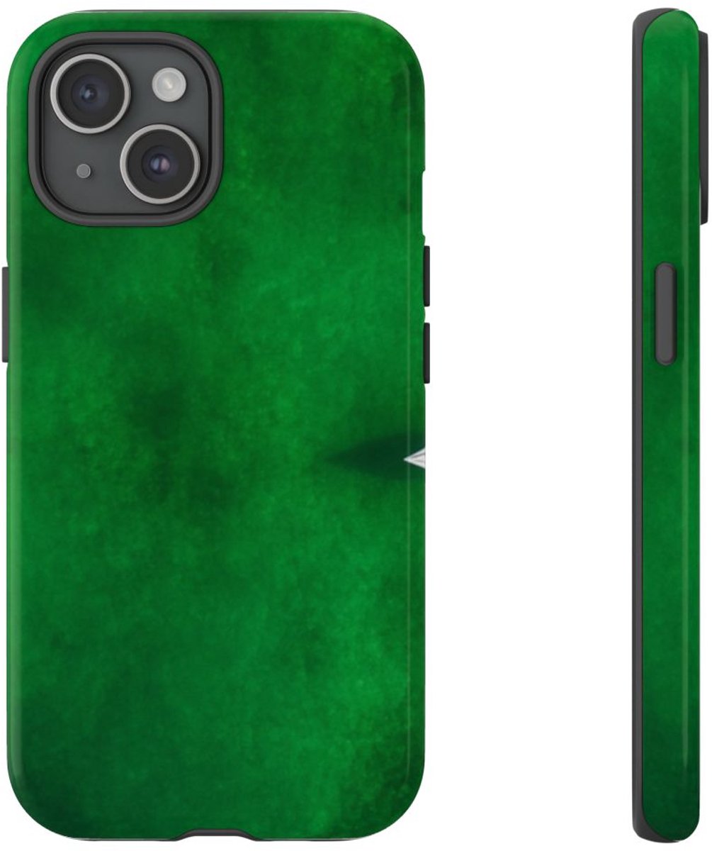 Minimalistische Kajak op Groen Water – Telefoonhoesje Geschikt voor iPhone 15