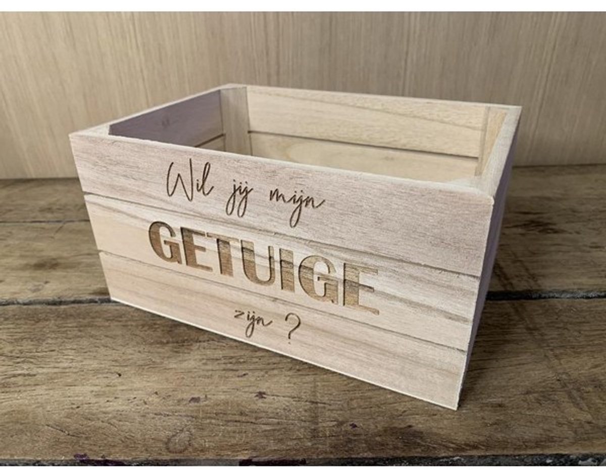 Dotti Houten Krat "Wil jij mijn GETUIGE zijn?" (20,5 x 14,5 x 10 cm)