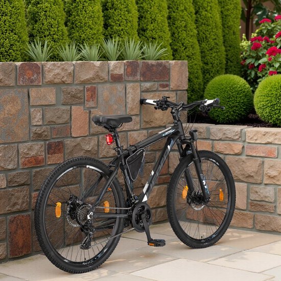 Tribe Adventure Pro 27,5 inch Mountainbike - Aluminium Unisex MTB voor Volwassenen - 21 Shimano Versnellingen - Dubbele Schijfremmen - Verende Voorvork - Offroad & Stadsfiets - Compleet met Verlichting, Frametas & Gereedschap - Zwart/Wit van Merkloos — afbeelding 3