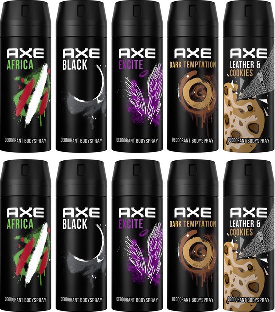 AXE Deo Spray MIX Bestsellers - 2 Africa / 2 Black / 2 Dark Temptation / 2 Excite / 2 Collision