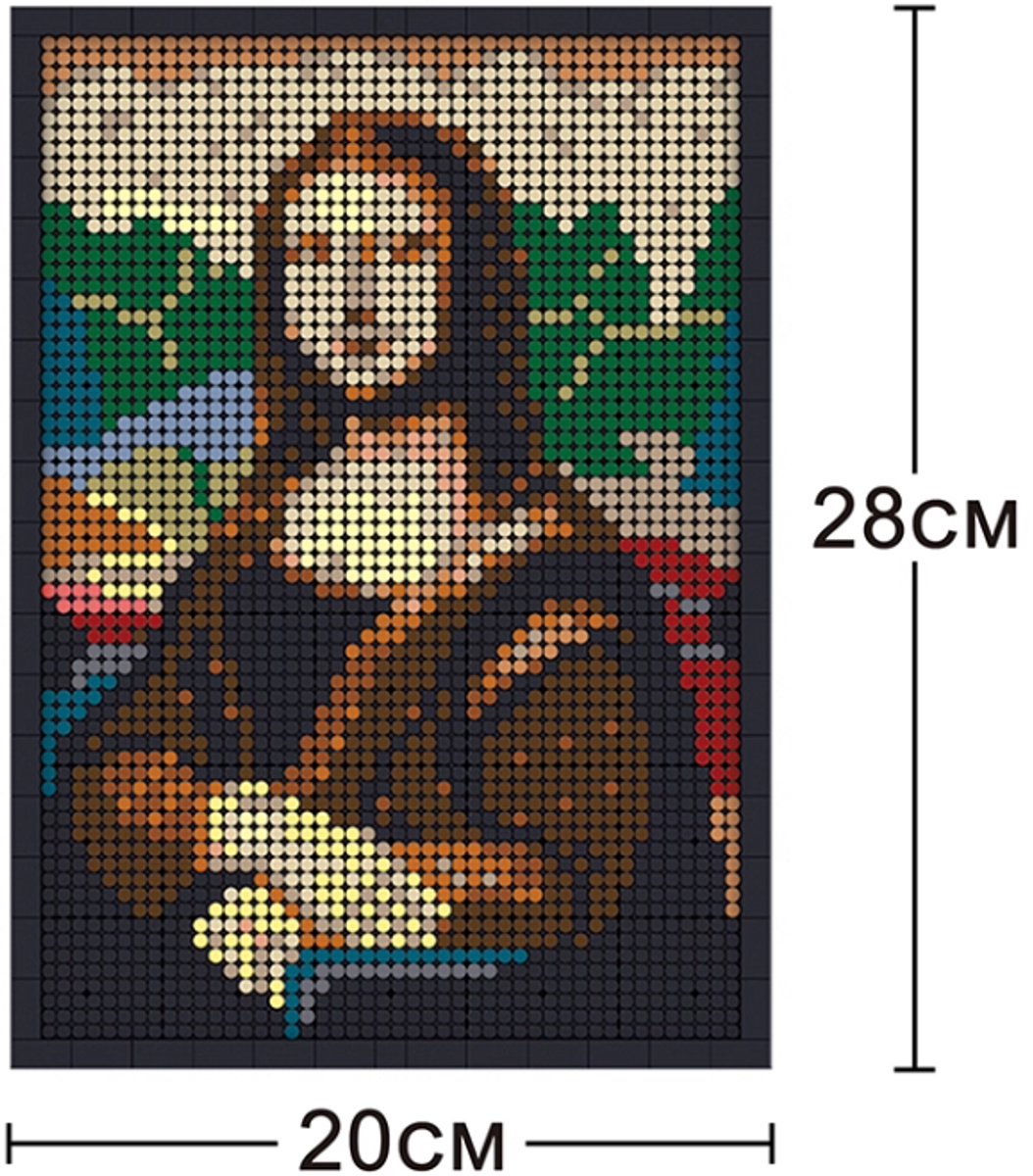 Zhe Gao - Mona Lisa schilderij bouwset | Wall pixel art model kit | Mozaiek diamond painting fotolijst | Classic Creator STEM speelgoed | Niet compatibel met lego mould king mega | Icons kunst modelbouw voor volwassenen & kinderen | 3624 bloks — afbeelding 8