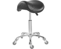 Zadelkruk op Wielen - Tabouret - Kapperskruk - Rolkruk - Bureaukruk - Werkkruk - Ergonomisch - In Hoogte Verstelbaar - Rubberen Wielen
