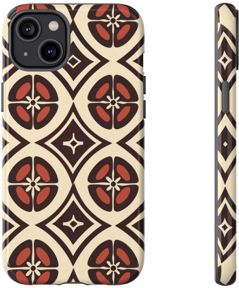 Geometrisch Bruin-Beige Patroon – Telefoonhoesje Geschikt voor iPhone 14 Plus