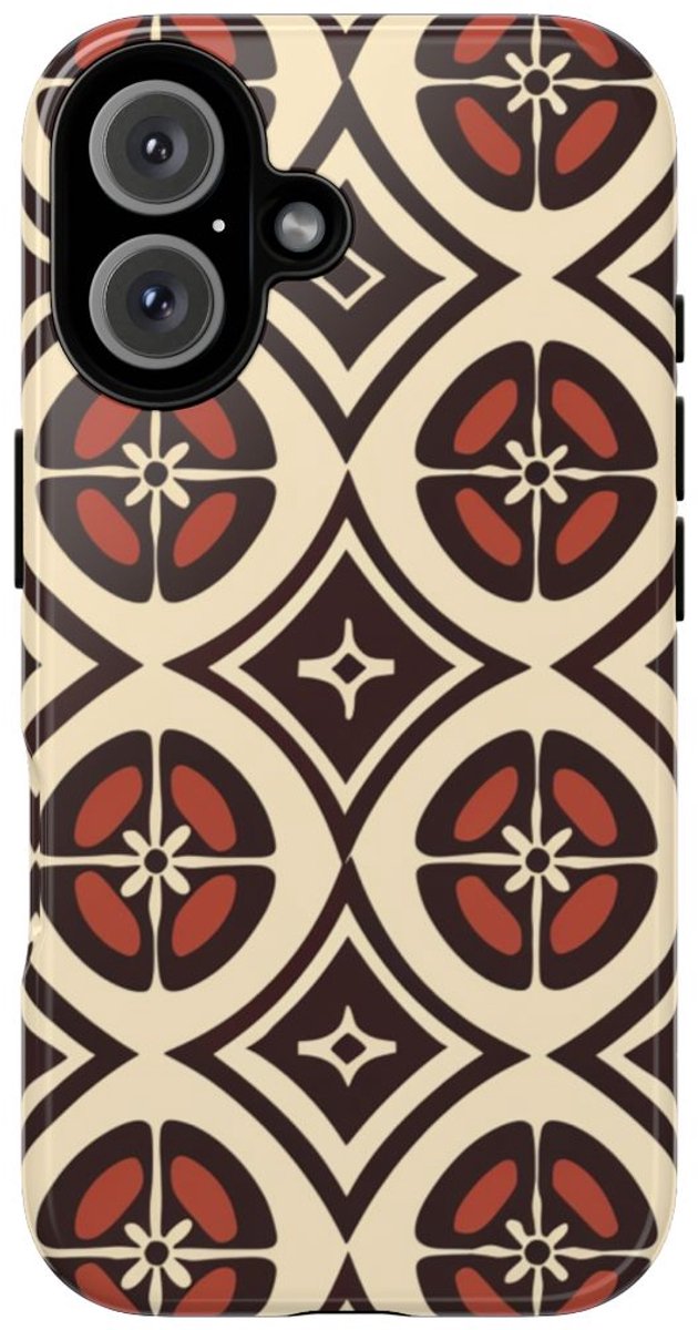 Geometrisch Bruin-Beige Patroon – Telefoonhoesje Geschikt voor iPhone 16