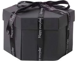 Tovbmup DIY Exploding Surprise Box - Herbruikbare geschenkdoos - Perfect voor huwelijksreizen, jubilea, reiscadeaus en vakantiecadeaus - Zwart
