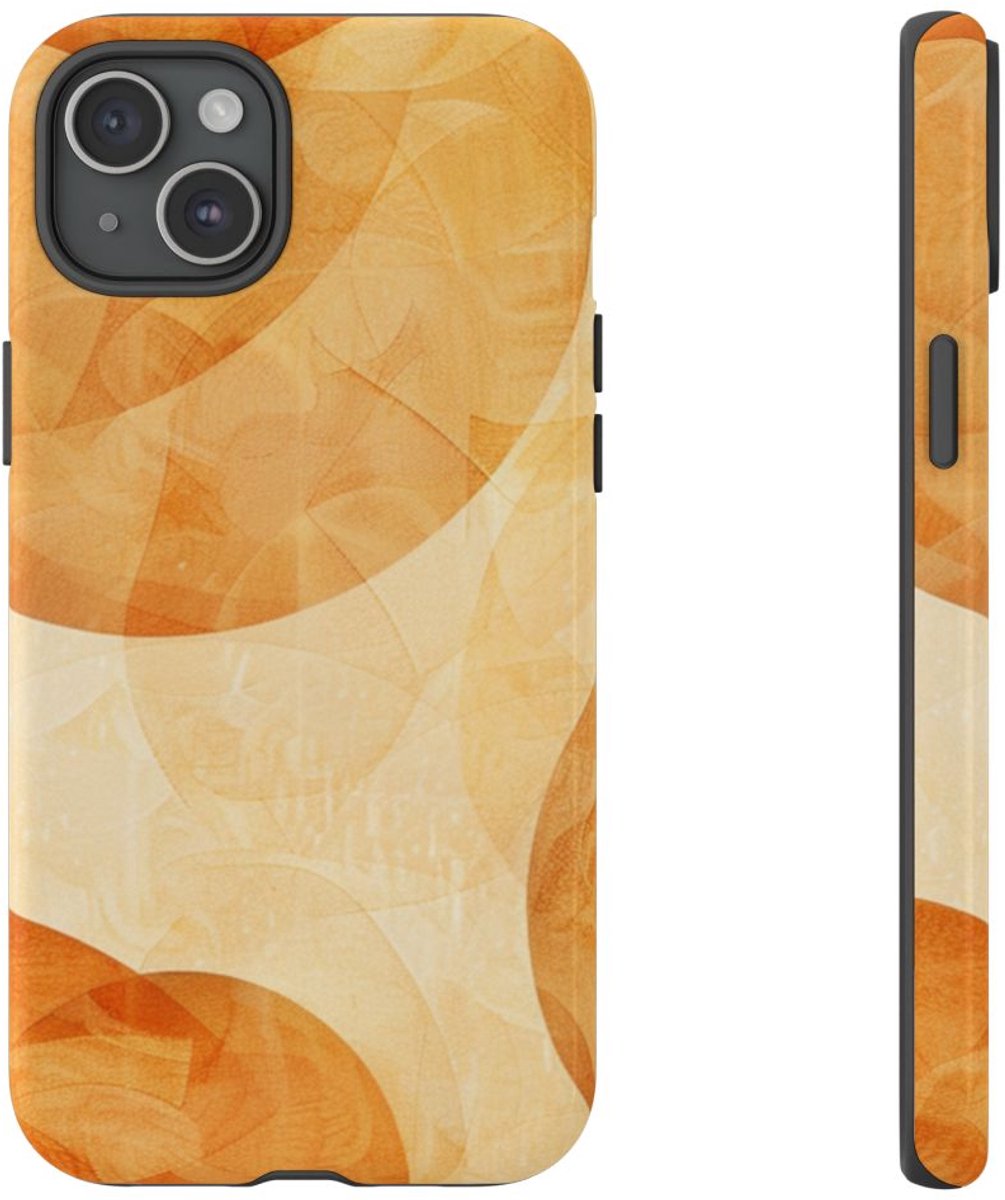 Oranje Geometrische Cirkels Abstract – Telefoonhoesje Geschikt voor iPhone 15 Plus