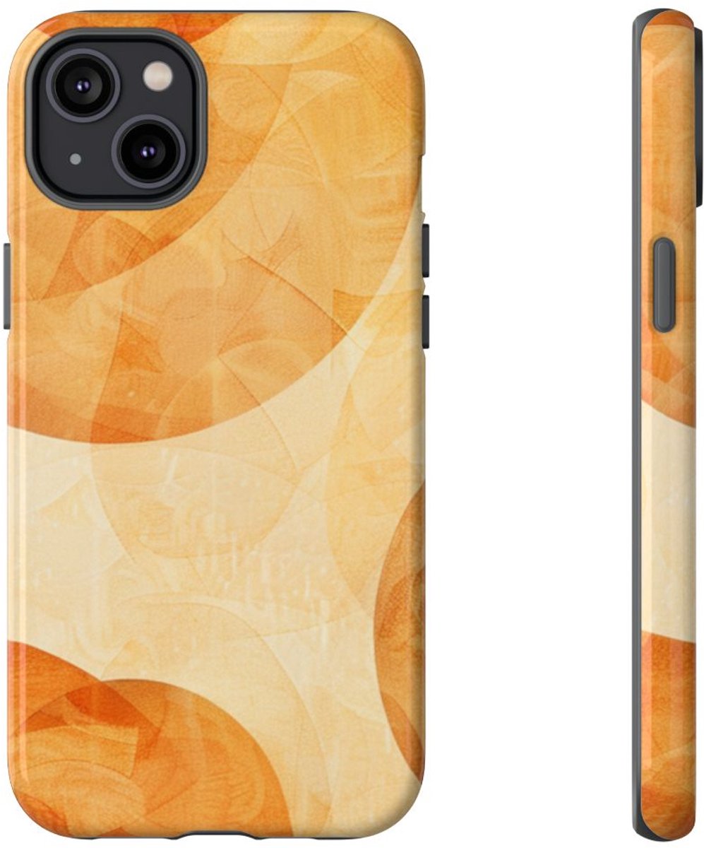 Oranje Geometrische Cirkels Abstract – Telefoonhoesje Geschikt voor iPhone 14 Plus