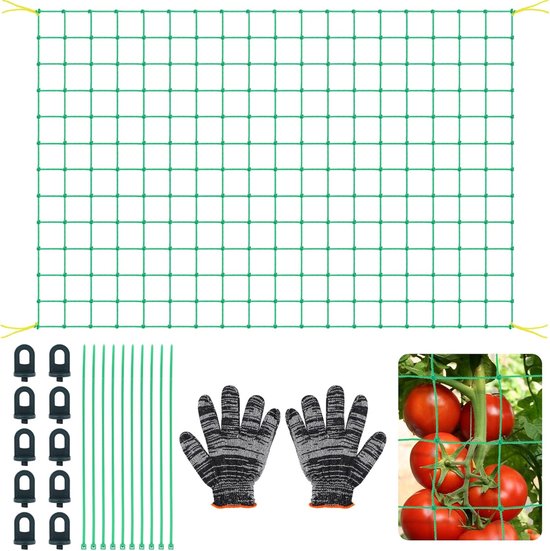 Klimnet, 1,8 x 3,6 m, plantennet, klimhulp, komkommernet, klimhulp voor komkommers, planten, net voor komkommers, tomaten, klimplanten