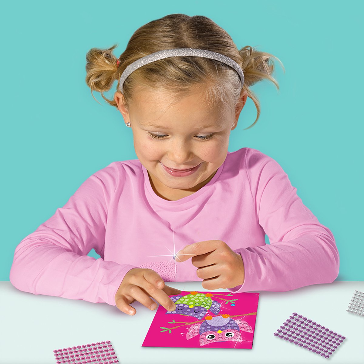 SES Creative Diamond Painting - 8 Mozaïekkaarten met 1080 Steentjes - Voor Meisjes vanaf 3 Jaar - Schoencadeautjes Sinterklaas — afbeelding 5