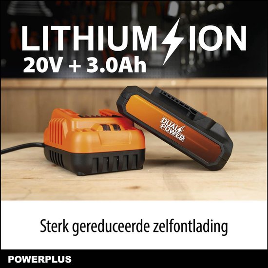Dual Power batterij&lader set POWDP90640 - 2x20V, 5.0Ah, 2.5Ah batterij