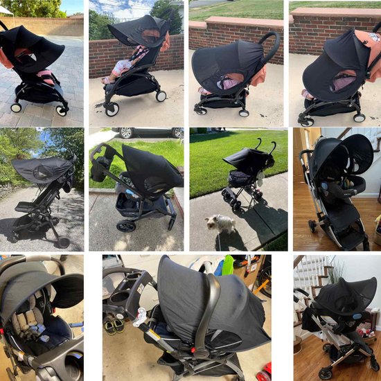 Opvouwbare Kinderwagen Zonnescherm - UPF50+ Anti-UV Luifel - Waterdicht - Universele Pasvorm - Zonbescherming - Voor Baby's & Peuters - Zwart - Standaardformaat - 1 Stuk van Merkloos — afbeelding 4