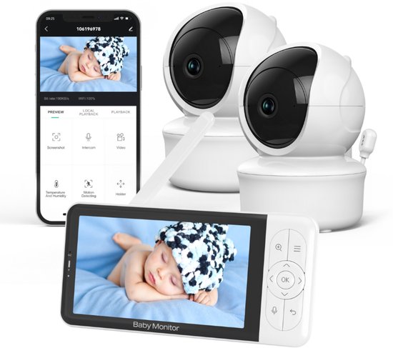 Youha Babyfoon - Babyfoon met Twee Camera's, Kleuren - Youha - €199,95