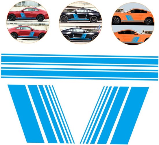 Autosticker met strepen- sticker met zijstrepen- sticker met race ...