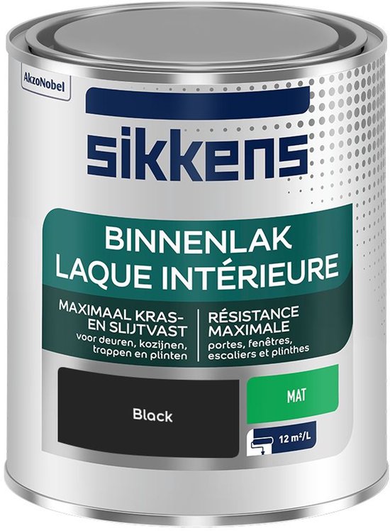 Sikkens Binnenlak Mat - Zwart - 0.75 L