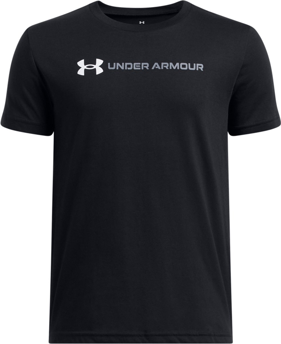 Under Armour UA B LOGO WORDMARK SS Unisex Sportshirt - Zwart - Wit - Grijs
