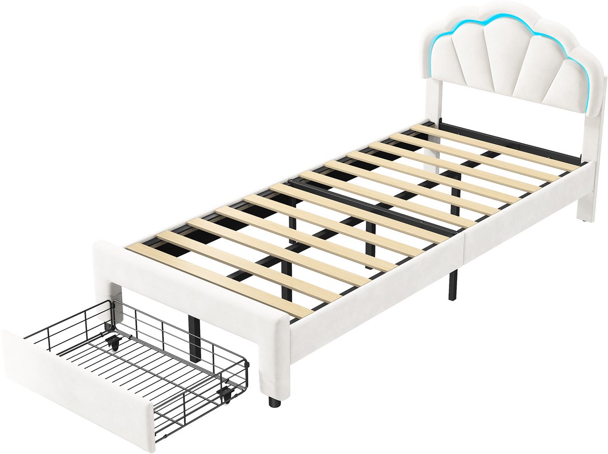 Meisjesbed Meisjesbed Schelp Gestoffeerd Kinderbed - afbeelding 2