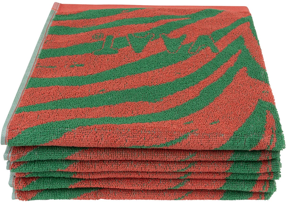 Keukenhanddoek zebra koraal / groen