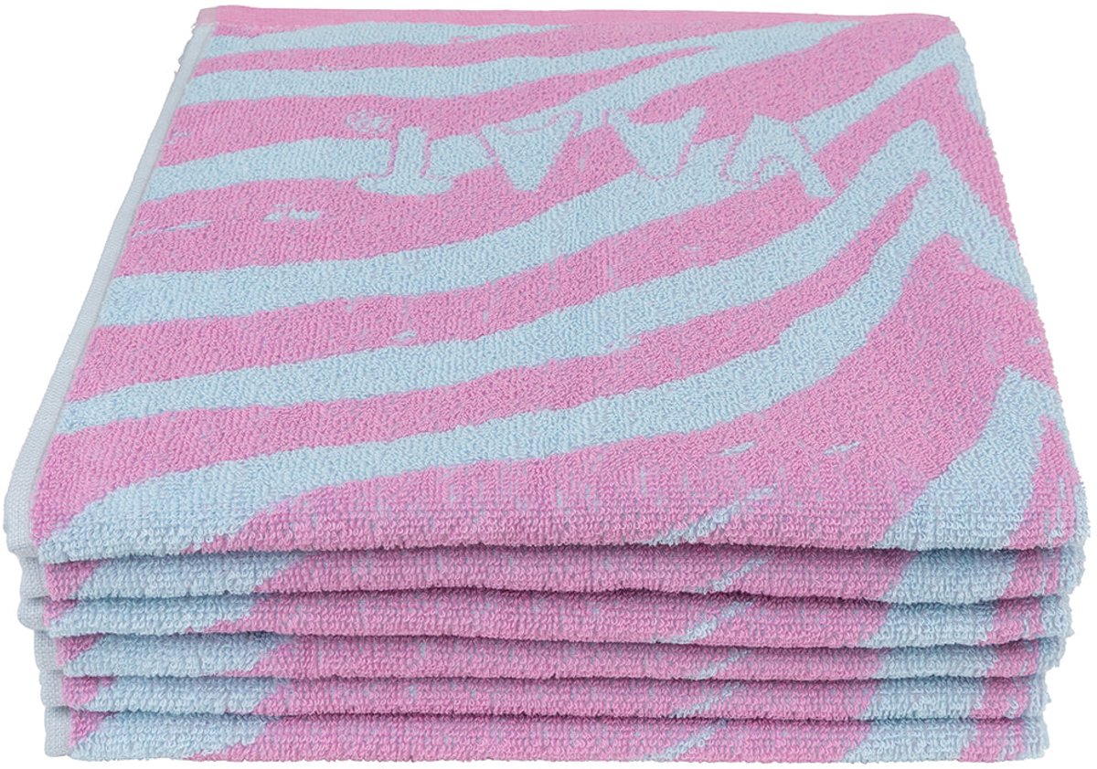 Keukenhanddoek zebra fuchsia / pastelblauw