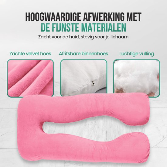 Avalo Zwangerschapskussen XXL 280 cm - U-Vorm Zijslaapkussen - Ergonomisch Body Pillow - Voedingskussen & Lichaamskussen voor Zwangere Vrouwen - Roze van Avalo — afbeelding 5
