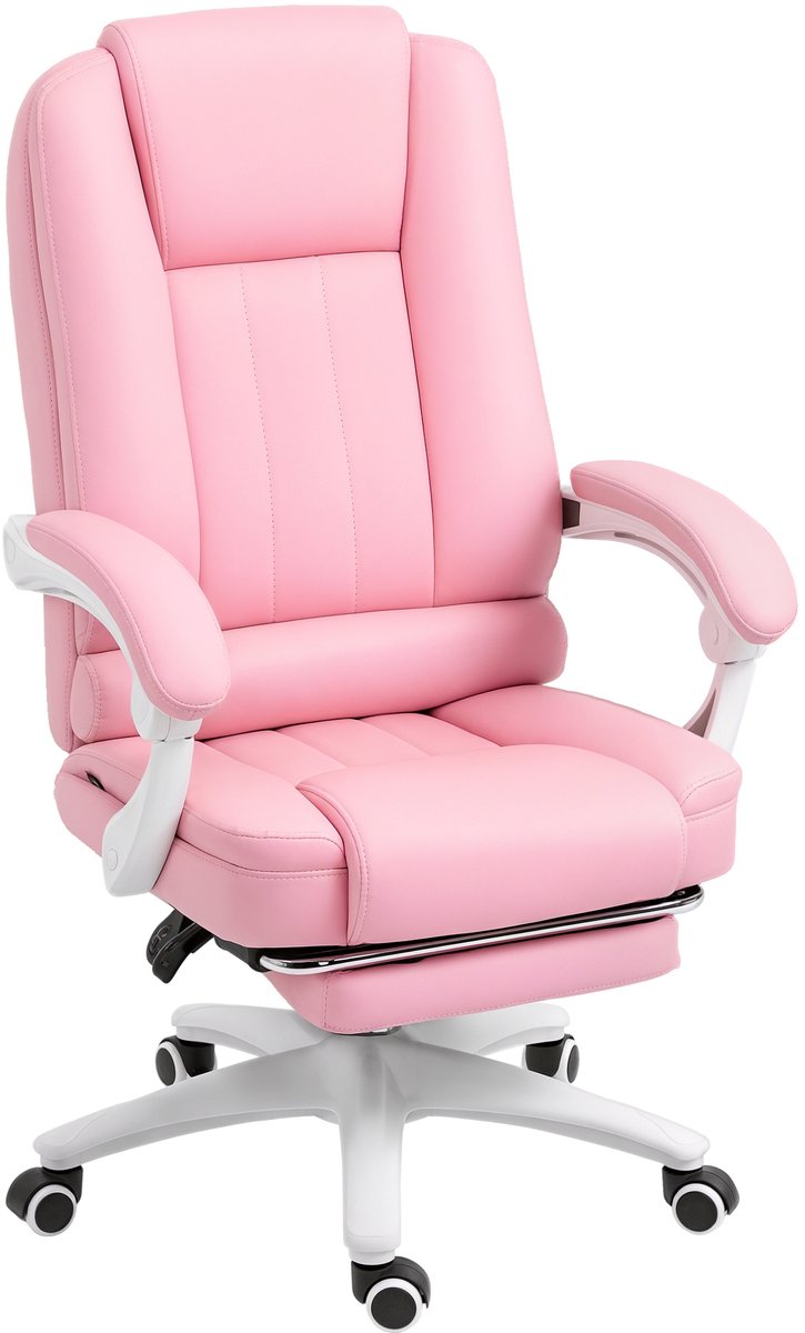 Vinsetto-Bürostuhl-Kunstleder, Schaumstoff, Nylon, Stahl-65L x 68B x 107-116H cm-Rosa