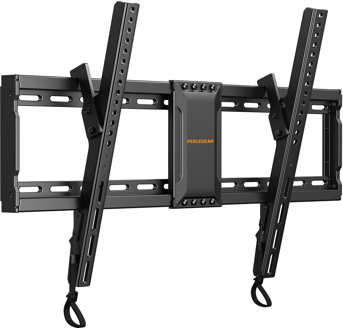 Perlegear TV-muurbeugel, kantelbare tv-beugel voor 37-82 inch platte en gebogen LED/LCD/OLED/Plasma-tv's, maximale VESA 600 x 400 mm, draagvermogen 60 kg, met verstelbare trekkoorden