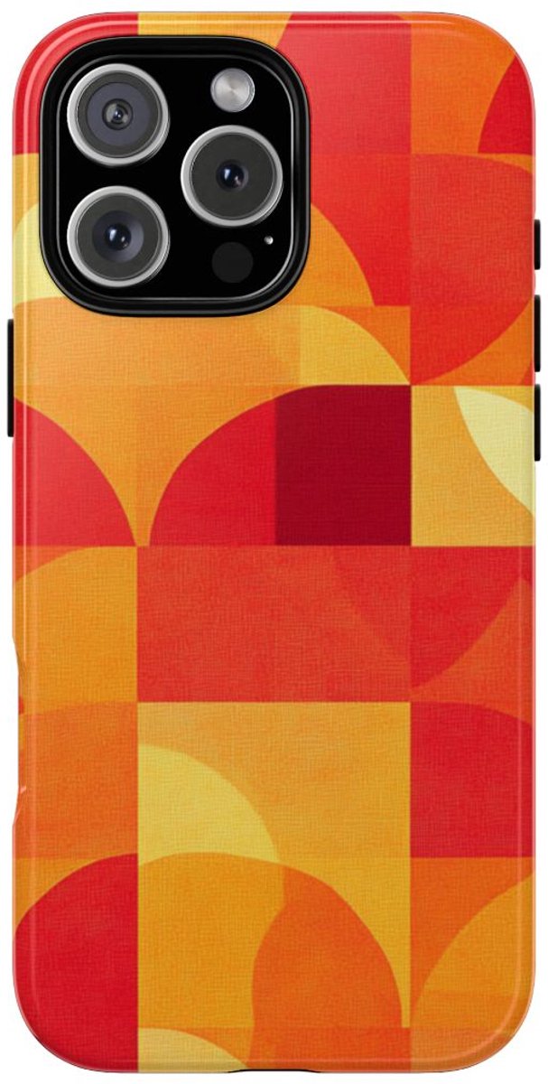 Geometrisch Rood- en Oranje-Patroon – Telefoonhoesje Geschikt voor iPhone 16 Pro Max