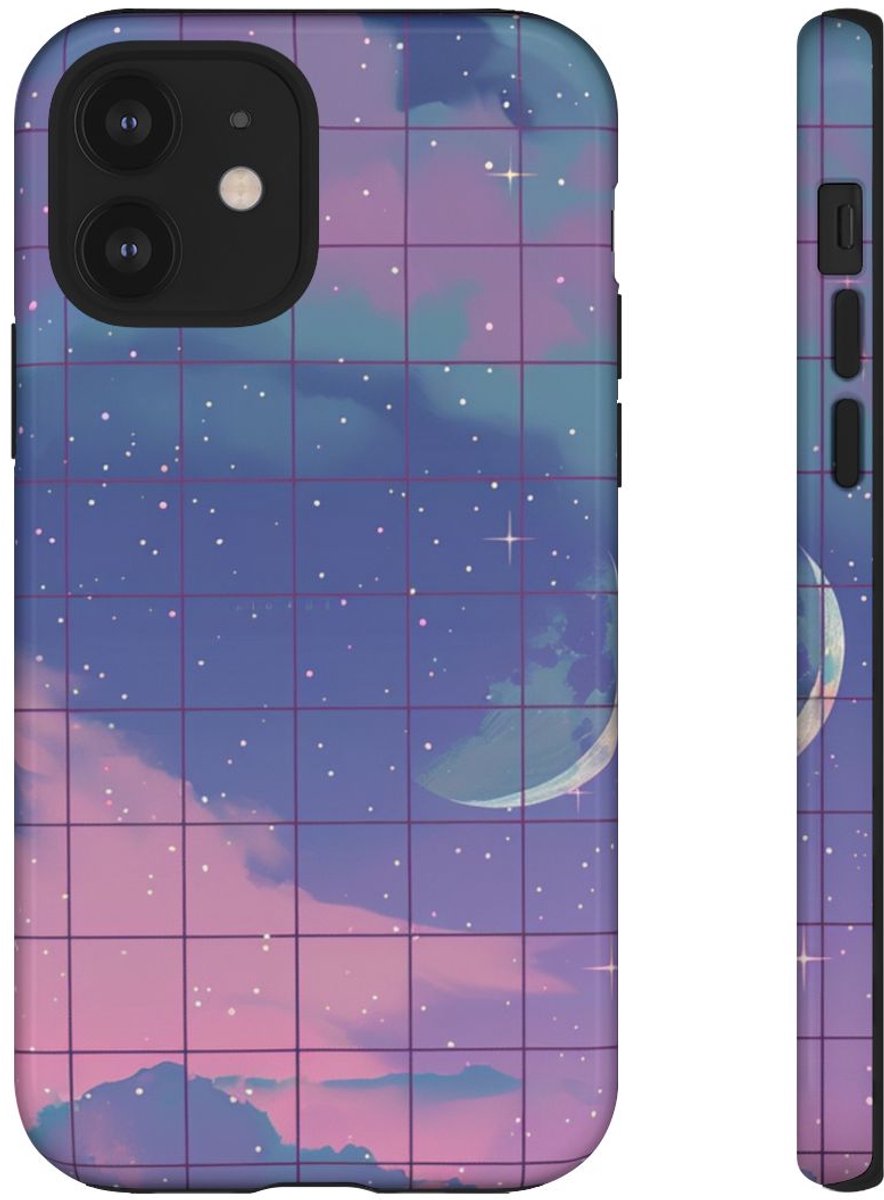 Dromerige Nachtlucht met Maan en Wolken – Telefoonhoesje Geschikt voor iPhone 12