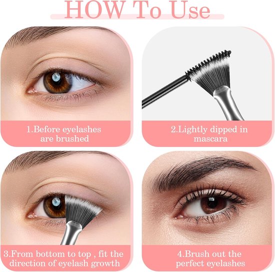 3 stuks oogschaduwkwasten, zwarte sector oogkwast, schuine make-upkwast, waaierkwast, cosmetica voor het aanbrengen van gelpoeder, vloeibare crème van Merkloos	 — afbeelding 5