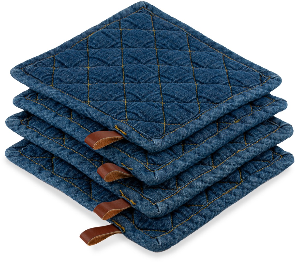 CH&F Pannenlap 4 stuks | Jeans Denim | Pannenlap Blauw | 20x20cm
